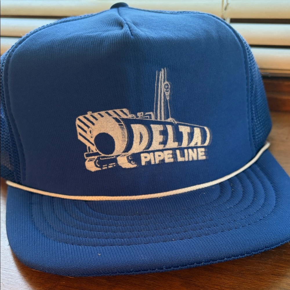 Vintage Delta Pipe Line Royal Blue Trucker Hat unisex